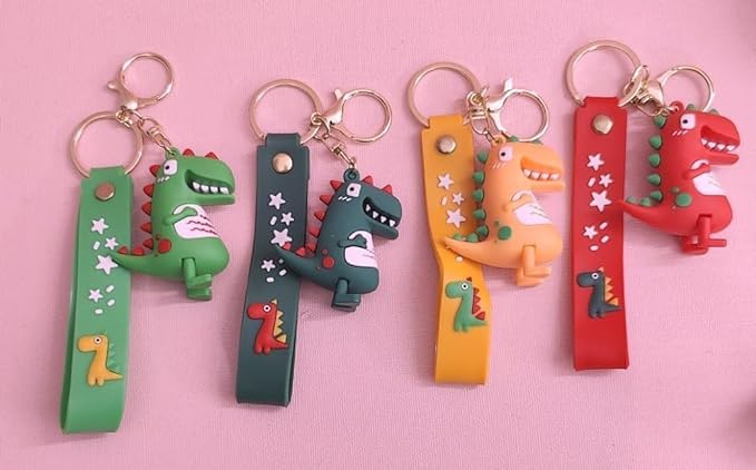 TERA Dinosaur Keyring Set (2 pcs) – Boys & Kids Dinosaur Theme Keychains for Bike, Car, Bag & Purse