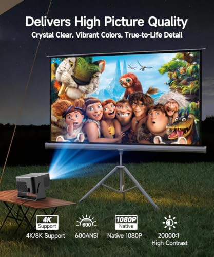 Image of Magcubic Smart Projector with Wifi 6 and Bluetooth 5.4, Native 1080P Portable Projector 4K & 8K Support, 600 ANSI, Auto Focus & Obstacle Avoidance, Mini Proyector for Outdoor Movie Home HY350Max