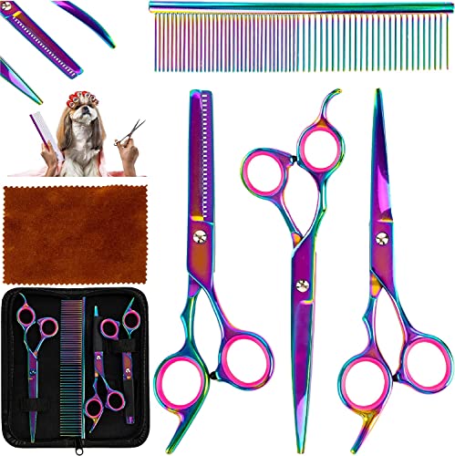 Groomer Hundescheren Set Fellscheren für Hunde Professionelle Schere für Haustiere 4 Stück Groomer Set Pet Scissors 4 Piece Scherenset Hunde Scheren für Hunde Fellscher Scissors for Dogs