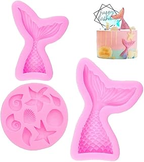 Silicone Mermaid Tail Fondant Soap Molds Seashell Sea Shell Starfish Chocolate Candy Sugarcraft Cake Decorating Polymer Cl...