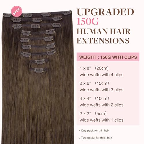 Image of GOO GOO Clip in Hair Extensions Real Human Hair Brown Remy Extensions