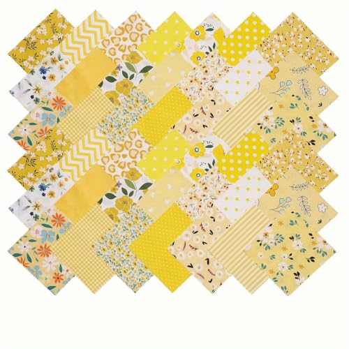 Tissu à fleurs jaunes pré-découpé évitant les erreurs de patchwork