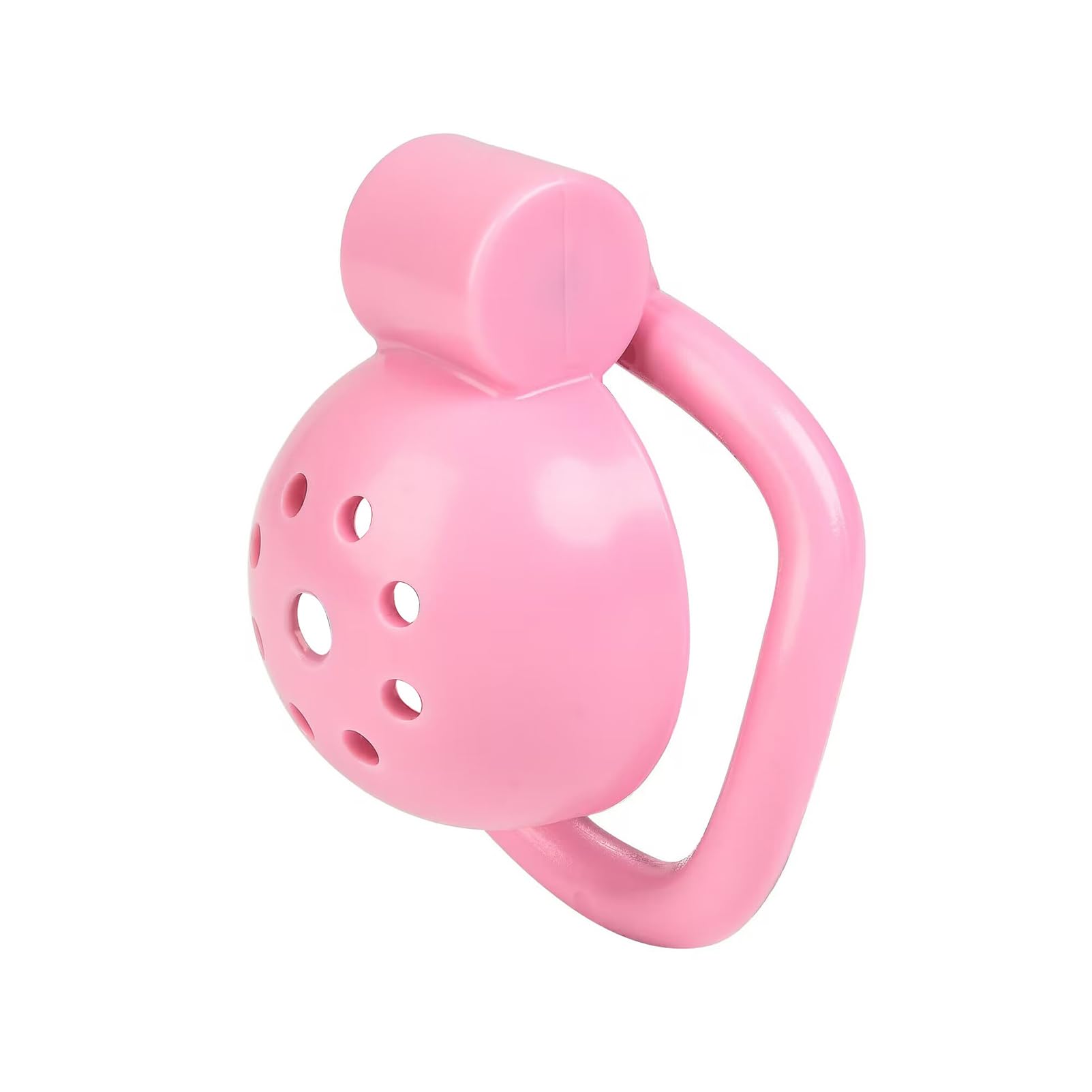 Jaula de castidad para hombres con 5 anillos para el pene y cuerda para tirar, jaula de castidad de cabeza redonda de ABS con orificios de ventilación para el pene SM Bondage Sex Toy (Pink)
