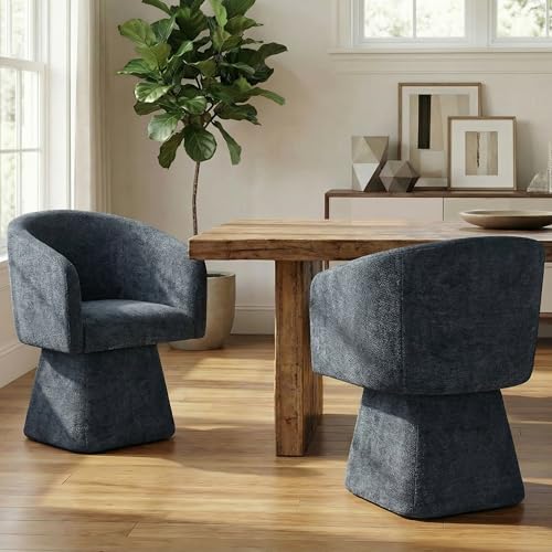 VKNOW Upholstered Swivel Dining Chairs Set of 2, Modern Dining