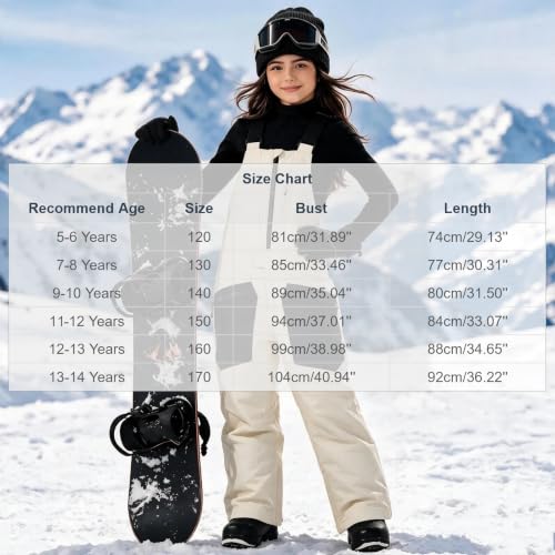 Ssuyeuri Boys Girls Snow Pants Winter Waterproof Snow Bibs Overalls Khaki - image 4