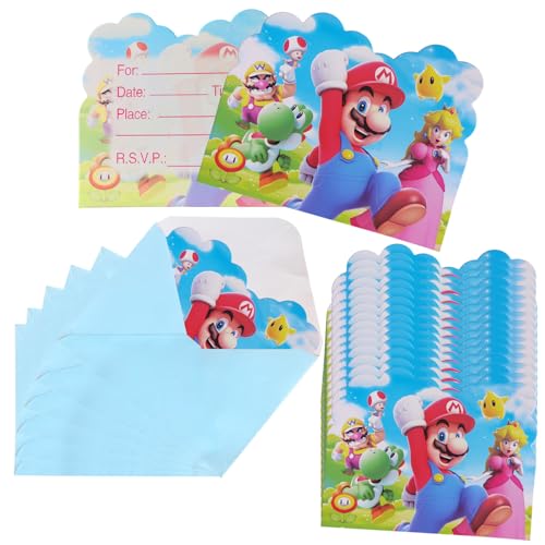 DecPtyTa Convites e envelopes de aniversário infantil cartões de convite e envelopes para festas infantis bilhetes para a festa de 20 pessoas meninos meninas festa de aniversário decorações (mro)