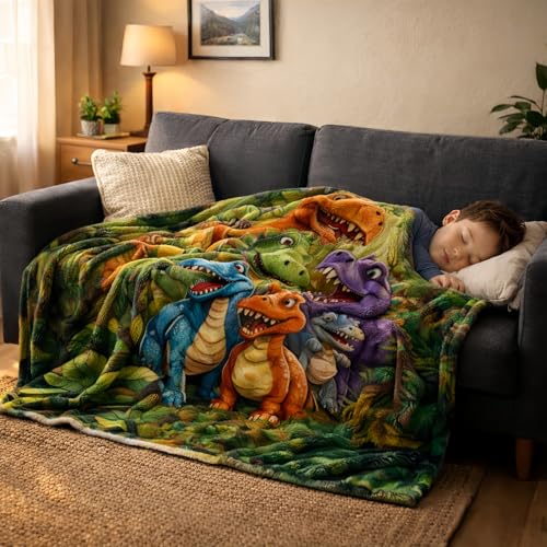 Dinosaur Blanket 3D Soft Plush Flannel Kids Throw Blanket Cozy Cartoon Dino Blanket for Boys Girls All Season(40x60)