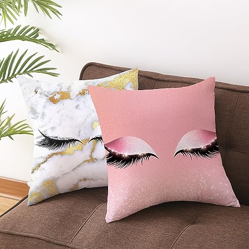 Housse de coussin 50x50cm en polyester rose CEVAN | Lot de 4