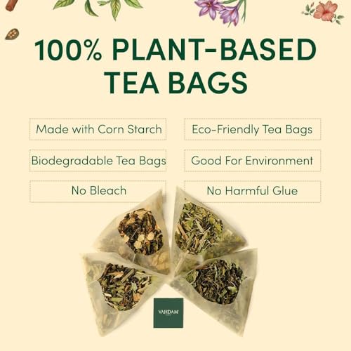 VAHDAM, Assorted Herbal Tea Variety Pack (6 Variants, 36 Tea Bags) Caffeine Free, Gluten Free, Non GMO | Eco Friendly Long Leaf Pyramid Tea Bags I Tea Gift Sets for Men and Women - Image 5