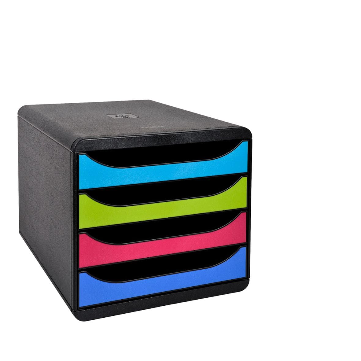 Exacompta 3101928D - Módulo individual para documentos A4 + con 4 cajones, ultra-rígido y con stop de seguridad - 347x278x267 mm - Negro/multicolor-1928