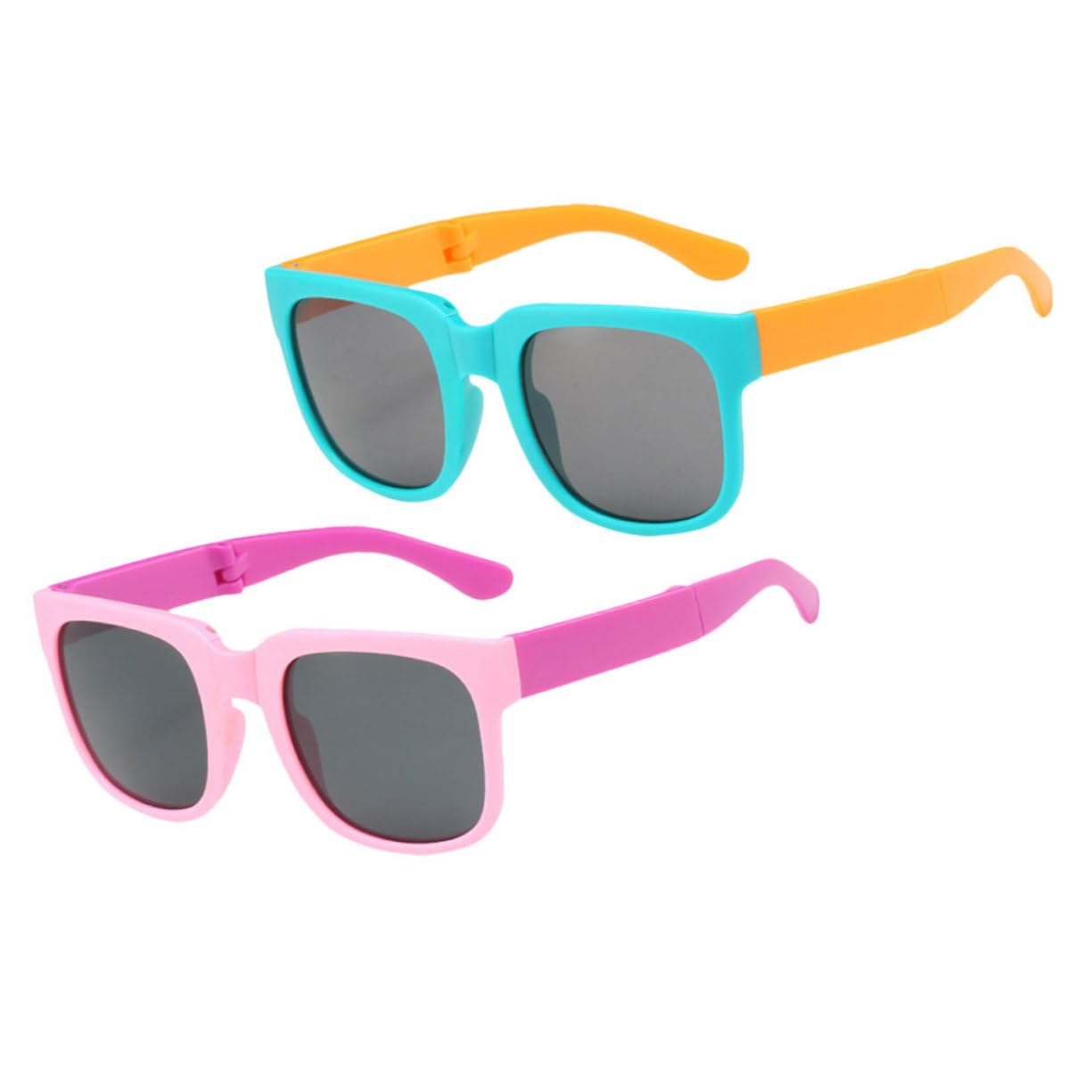 NOLITOY 2 Pairs Boys and Girls Folding Sunglasses Heart Design Comfortable Fit for Outdoor Activities