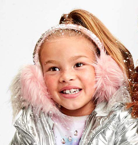 Girls Ear Muffs Sequins Kids Winter Warm Ear Covers in Plush and Flip Sequin Design2