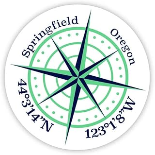 Springfield Oregon 4-Inch Fridge Magnet Latitude Longitude Compass Design