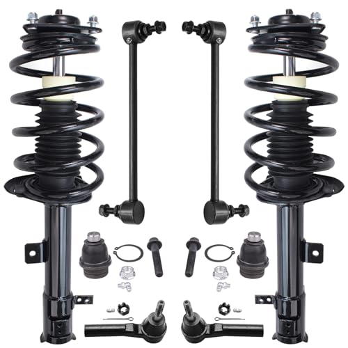 Image of Detroit Axle - Front Struts Suspension Kit for 2007-2012 Dodge Caliber, 2 Struts Coil Spring Assembly 2 Outer Tie Rods 2 Sway Bar Links 2 Lower Ball Joints 2008 2009 2010 2011 Replacement