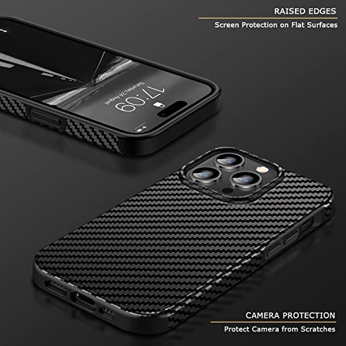 Tasikar Compatible With Iphone 14 Pro Case, Carbon Fiber Leather Texture With Tpu Bumper Slim Protective Case, Black #TOP3