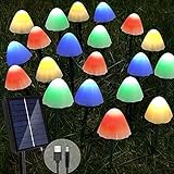 Solar Powered Mushroom Lights,Set of 15 LED Mushroom Solar String Lights Outdoor Waterproof...