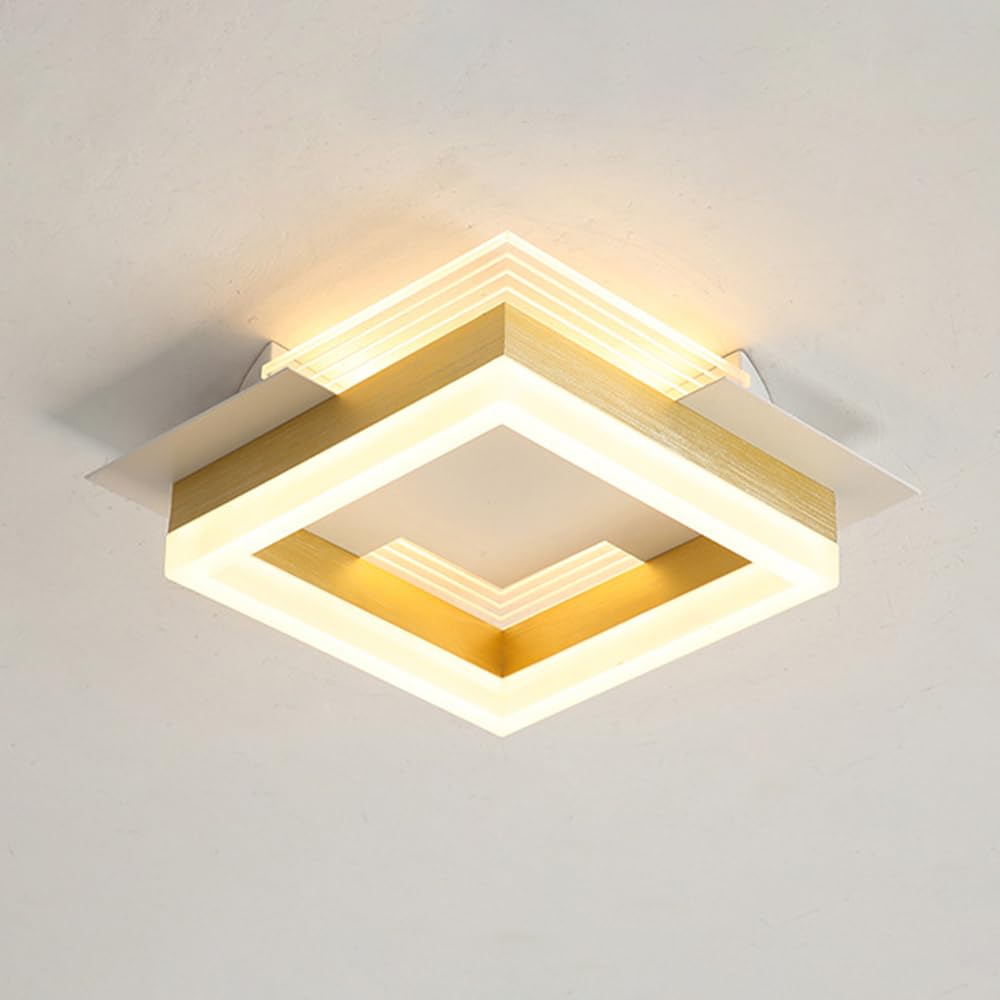 Nowoczesna Sufitowa Led 20 W, Sufitowa Do Korytarza, Półpłaska, Żyrandol Akrylowy W Kolorze Złotym, Do Montażu W Korytarzu, Blisko Sufitu/Kwadrat/3000 Tys.