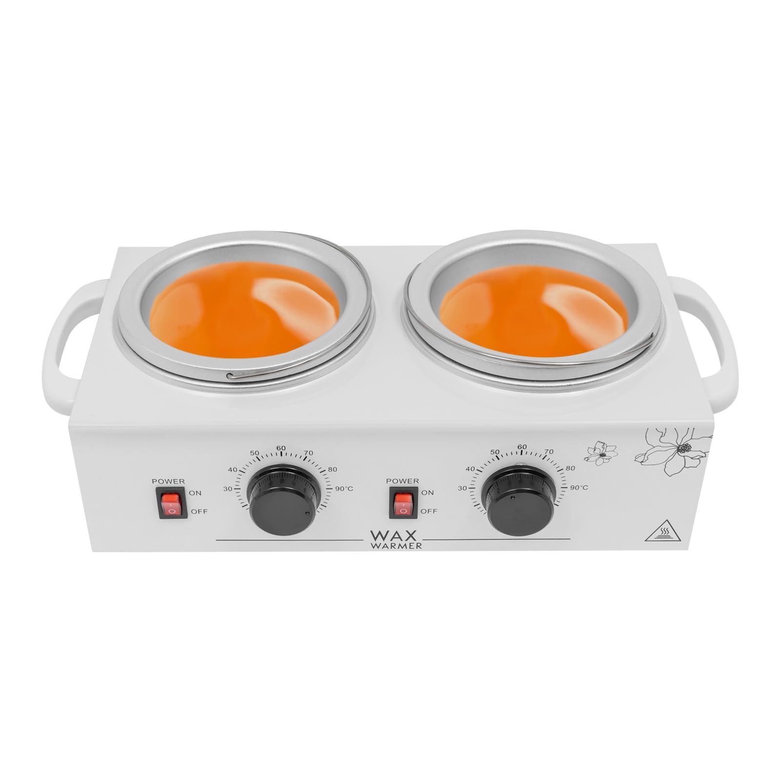 Urządzenie do podgrzewania wosku 200 W, urządzenie do podgrzewania wosku, podwójny przyrząd do usuwania włosów, do profesjonalnego i domowego, regulowana temperatura (biała)