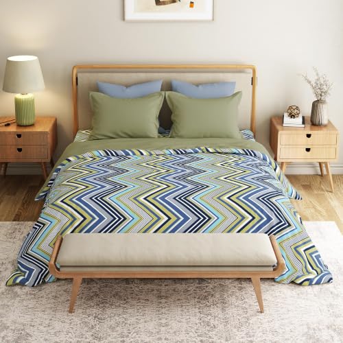 Image of Mytrident Bedsheet for Double Bed Queen Size |90 Inches x 100 Inches | Wave Blues