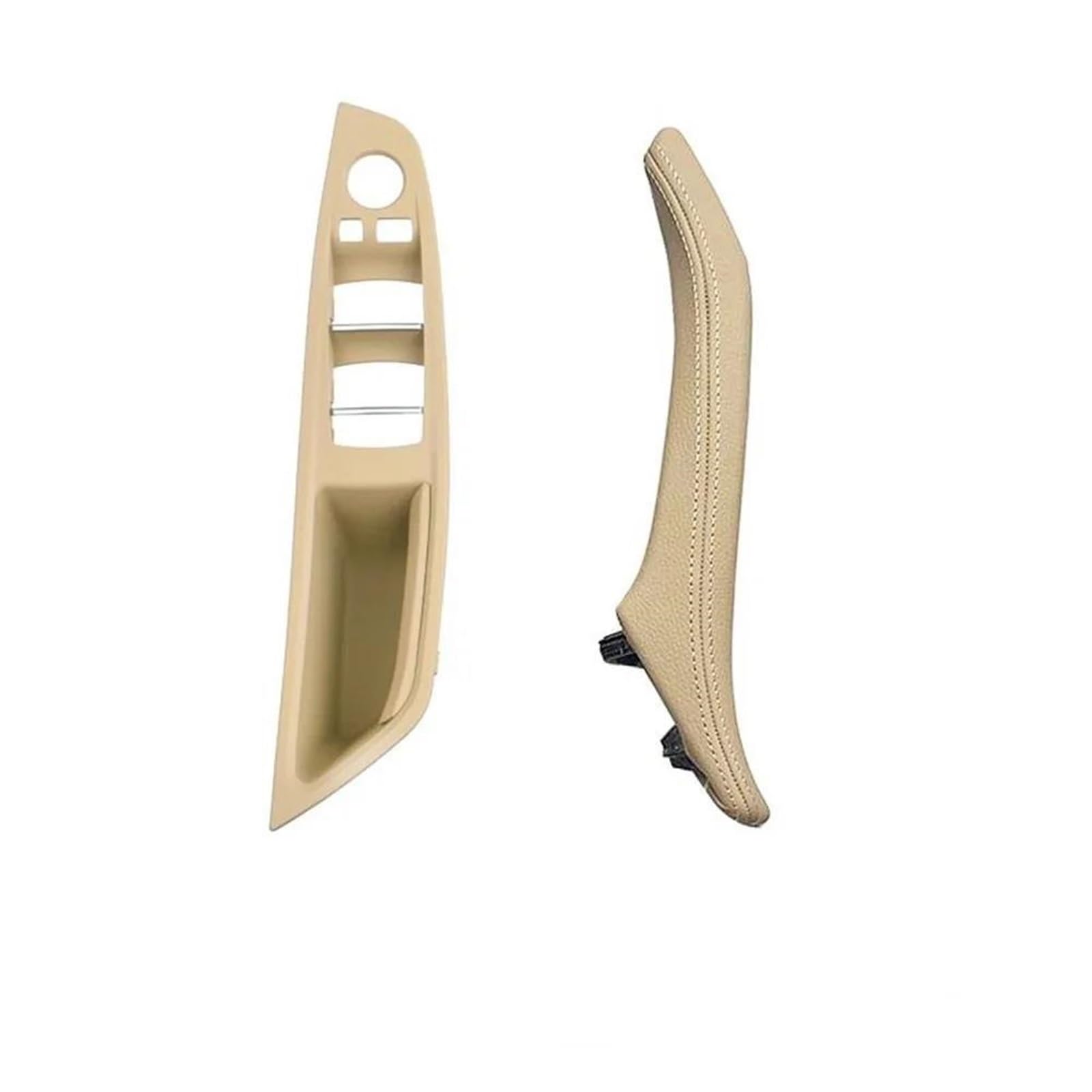 YUEYZHK Leather Interior Door Pull Handle Assembly Set for BMW 5 Series F10 F11 F18 520 523 525 528 530 535(Beiae)