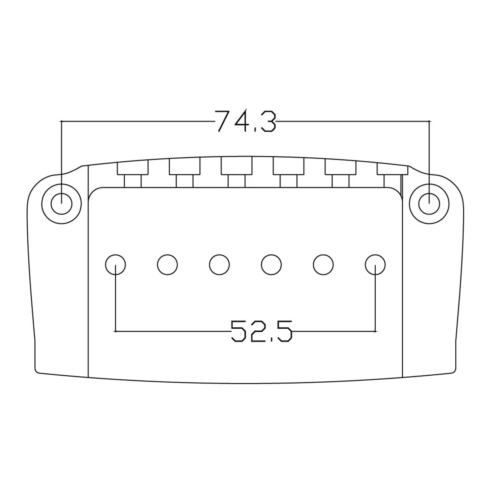 Ponte per chitarra elettrica 6 corde lavorato CNC per Ibby HM | Ponte in metallo cromo nero, corpo unico ambidestro con sellette preangolate(Black 10.8mm)