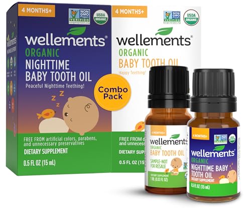 Image of Wellements Organic Baby Tooth Oil for 4 Months+(0.5 Fl Oz) -Day & Night Soothing Teething Relief Oil* for Babies - Gently Helps Soothe Tiny Gums*, Calms Teething Discomfort & Supports Bedtime Comfort