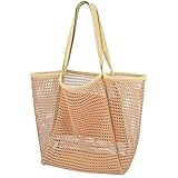 Aribliseza bolso de playa para mujeres, 23L, bolso de red, con correas anchas y compartimento con cremallera, para vacaciones y piscina