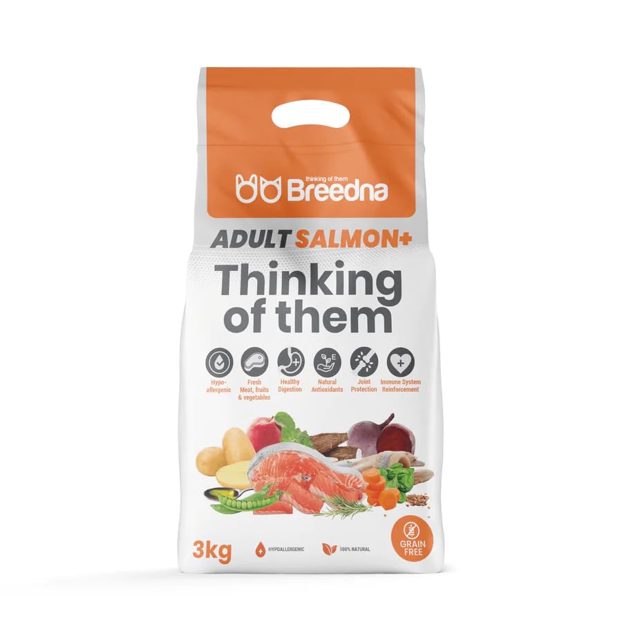 BREEDNA - Adult Salmon+ 3kg | Pienso Hipoalergénico para Perros con Salmón | 100% Natural para...