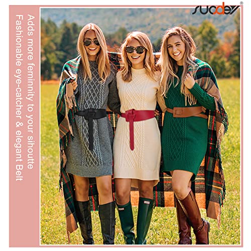 SUOSDEY Womens Genuine Leather Belt for Dress, Tie a Knot Leather Waist Belt for Jumpsuit Coat3
