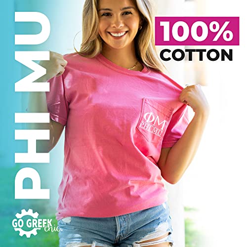 Phi Mu Block Letter T-Shirt, Pink3