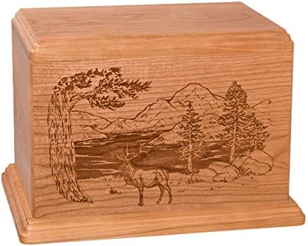 Wood Cremation Urn - Natural Cherry Elk