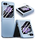 MOJIA Cover per Samsung Galaxy Z Flip6 (Z Flip 6), Custodia Ultra Sottile e dal Tocco Setoso, Anti Caduta e Anti Graffio, con Pellicola Protettiva in Vetro Temperato. Azzurro