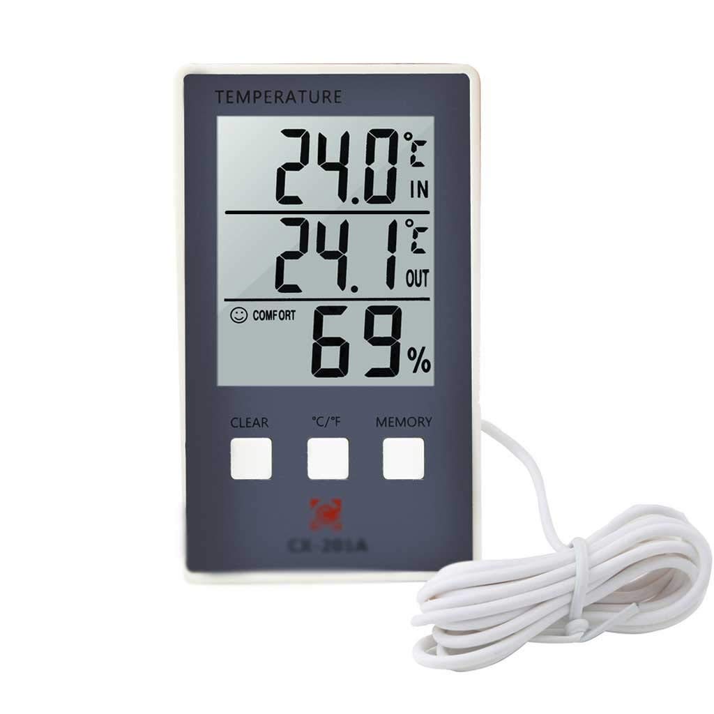 Cyfrowy termometr higrometr wewnętrzna temperatura zewnętrzna miernik wilgotności C/F wyświetlacz LCD sonda czujnika stacja pogodowa