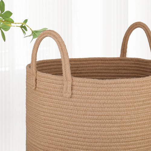 Image of Large Rope Laundry Basket for Clothes, Nursery Hamper 65L, Jute