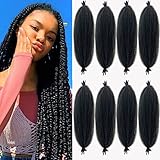 Marley Hair 24 Inch Springy Afro Twist Hair 8 Packs Afro Kinky Braiding Hair, Wrapping Hair for Soft Locs Synthetic Crochet Braids Hair Extension Natural Black for Black Women(24Inch,1B)