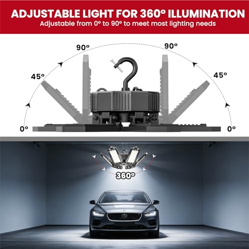 Image of LED Work Light Compatible with Milwaukee M18 Battery - 68W 6800LM Ceiling Flood Light 6+1 Deformable Panels Garage Light with Type-C & USB-A, Emergency Camping Light for Shed, Workshop, Job Site