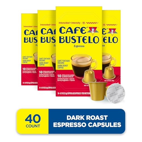 Image of Cafe Bustelo Aluminum Espresso Capsules, Dark Roast Coffee, Nespresso Original Line Compatible, Intensity 11, 40 Count