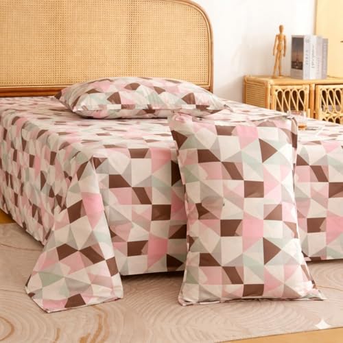 Image of Castiqa Elastic Fitted Supersoft Premium Polycotton 200TC Super King Size 108x108Inch Jointless Bedsheet with 2 Pillow Covers (Triangles, Super King 108x108inch (12 inch Mattress))