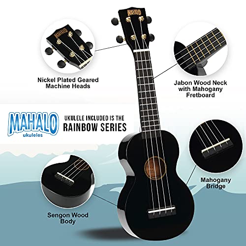 Mahalo Ukuleles Rainbow Series (MR1BKK) Ukulélé droit à 4 cordes Noir Soprano - Les Beatles, Paul McCartney, John Lennon, RIngo Starr, George Harrison Mahalo Ukuleles Rainbow Series (MR1BKK) Ukulélé droit à 4 cordes Noir Soprano – Image 3