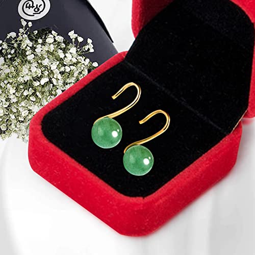 GLLBTPT Vintage 925 Sterling Silver Jade Drop Earrings,Green Earring Women,Jade Jewelry for Women,Good Luck Handmade Earrings Gift for Birthday Anniversary (gold)2