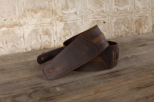 The Original "Straight Up" Full Grain Padded Leather Guitar Strap - For Electric, Acoustic And Bass Guitars By Anthology Gear (3" Width, Whiskey Brown) #TOP1