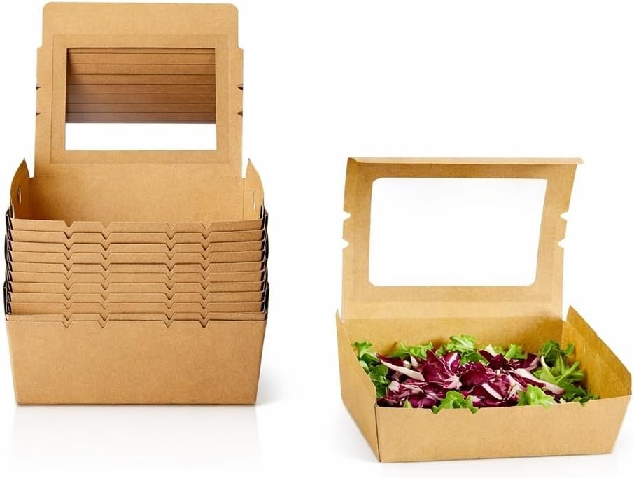 Large Kraft Lunch Box - Ecofriendly Paper Food Container for Takeaway Meals and Food Storage