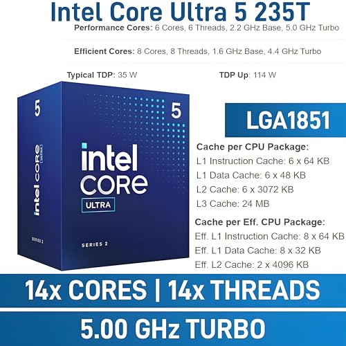 Image of Dell Pro Micro Plus Mini PC Desktop Computer, Intel Core Ultra 5 235T, 32GB DDR5, 1TB PCIe SSD, Wi-Fi 6 Bluetooth Ethernet, Supports 4 Monitors, Windows 11 Pro, Everyday Use