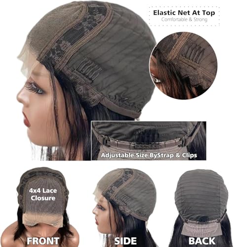 Bob Wig Human Hair 4x4 Lace Front Wigs Human Hair 10 Inch Straight Bob Wigs for Women Human Hair Short Bob Glueless Wig Human Hair Pre Plucked with Baby Hair 150% Density Perruque Femme Humain Naturel - Image 4