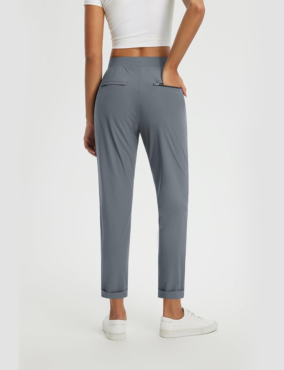 baleaf Womens Travel Pants with Zipper Pockets Stretchy Work Pants Business Casual Slacks Golf Pants Dressy with Pockets - Image 2