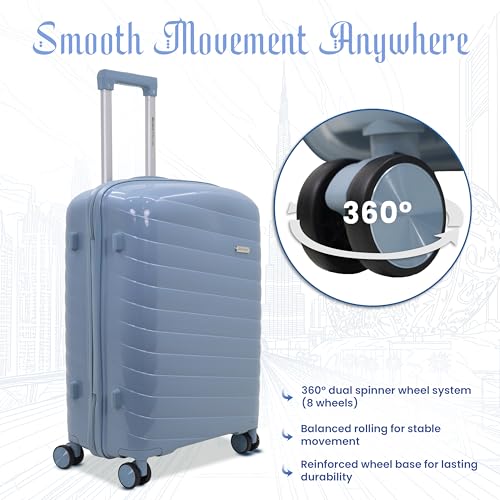 Image of Sarjah Polypropylene Suitcase Trolley Bag Set of 3 | Spinner Luggage | TSA-Type Lock, 360 Dual Spinner Wheels, Aviation-Grade Telescopic Handle, Matte-Gloss Finish