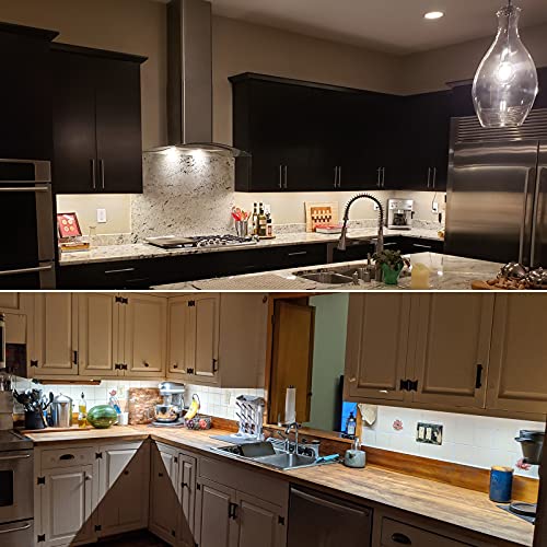 Image of Litever Under Cabinet Lights Plug in. 6 Lights with Adapter Dimmer. 5000K | 6x12 Inches LED Light Strips. Super Bright Dimmable Linkable for Kitchen Counter Above Cabinets Shelf Workbench Desk Closet