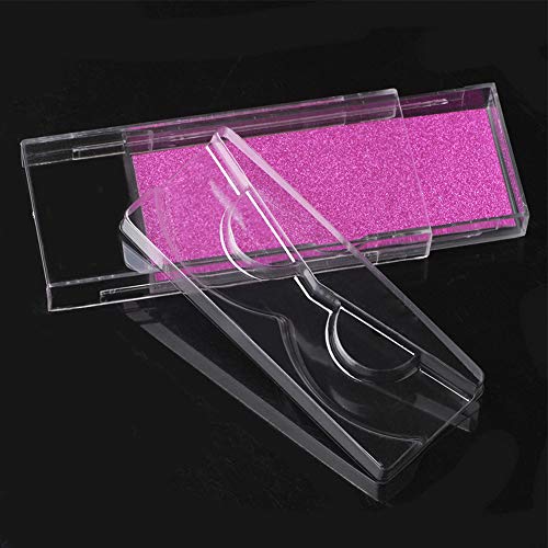 12 PCS Empty Eyelash Case Lash Box Glitter Paper Plastic Eyelash Packaging Box False Eyelash Box with False Eyelash Applicator and Clear Tray Silver and Purple