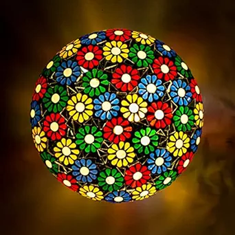 DEVBEADS B22 Glass Decorative Floral 50 Watts Ceiling Light Multicolor Round(corded-electric)