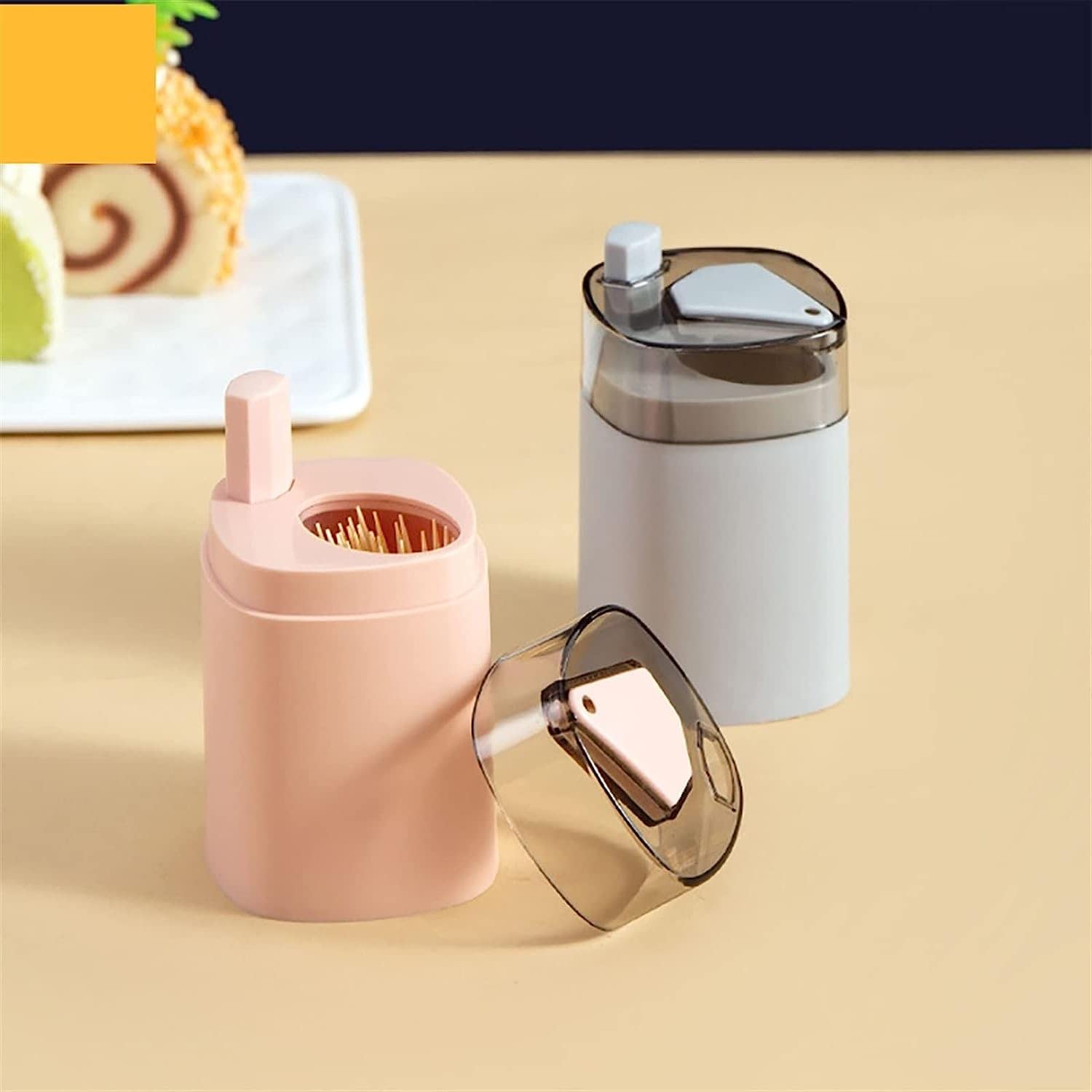 Distributeur Cure-Dents Automatique - Lot De 3 - Boîte PP Colorée - Appuyez Pour Éjecter - Pour Cuisine, Fêtes, Mariages